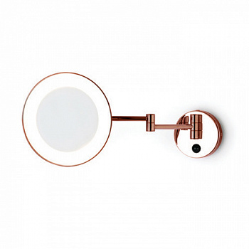 Bertocci Зеркала косметические Косметическое настенное круглое зеркало с LED-подсветкой,выключателем,3-кратное увеличение,цвет Oro Rosa