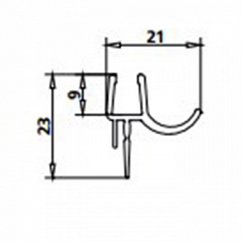 Нижняя  2 уплотнительные резинки для ограждений с двумя дверьми , гнутая (новый арт. 2534064)