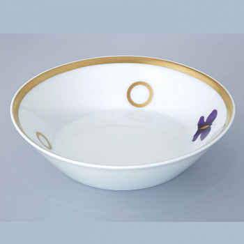 THG CAPUCINE MAUVE DECOR OR Блюдо керамическое ø130 мм., настольное, декор золото/лиловый, цвет белый