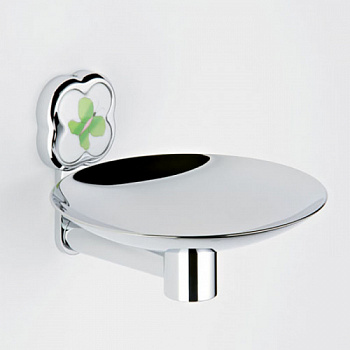 THG CAPUCINE VERT DECOR PLATINE Мыльница подвесная ø150 мм., декор зеленый, цвет хром