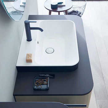 Duravit Happy D.2 Plus Раковина 60х46см с перелив, с 1м отв. под смесит, выпуск с керам. покр цвет Anthracite matt/белый (Со СКЛАДА продаем с мебелью)