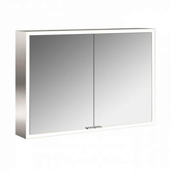 Emco Asis prime Зеркальный шкаф алюминиевый 1000х152хh700мм, навесной, 2 дверки, 2 стекл.полки LED-подсветка сенсорн., розетка, боковые панели зеркало
